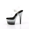 ADORE-708SS Plateau Sandaletten - Schwarz Silber Glitzer | Pleaser SALE