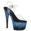 ADORE-708SS Plateau Sandaletten Schwarz/Blau Glitter von Pleaser