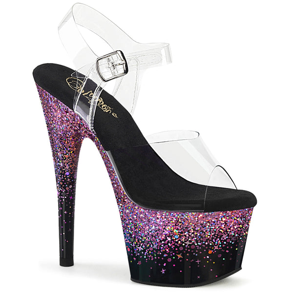 ADORE-708SS Plateau Sandaletten Schwarz/PinkGlitzer von Pleaser