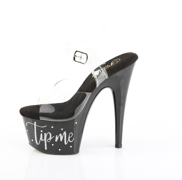 ADORE-708TIP-02 Sandalette Plateauschuhe Schwarz Glitzer von Pleaser – Ansicht 3