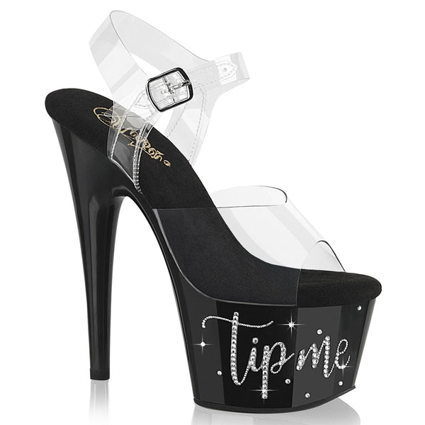 ADORE-708TIP-02 Sandalette Plateauschuhe Schwarz Glitzer von Pleaser