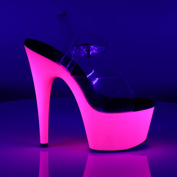 ADORE-708UV Plateau Sandaletten Neon Pink UV von Pleaser – Ansicht 5