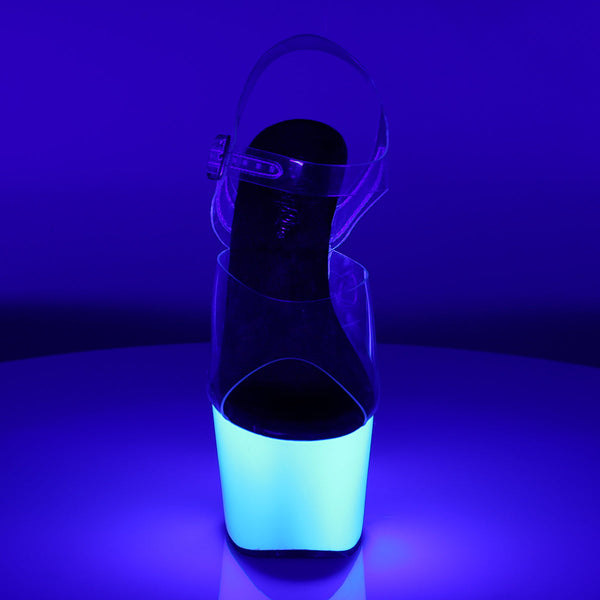 ADORE-708UV Plateau Sandaletten Neon Weiß UV von Pleaser – Ansicht 2