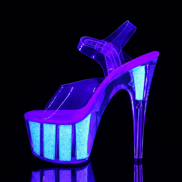 ADORE-708UVG Plateau Sandaletten Neon Opal UV von Pleaser – Ansicht 3
