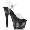 ADORE-708WFRS Sandalette Plateauschuhe Schwarz Glitzer von Pleaser