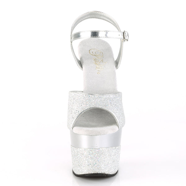 ADORE-709-2G Plateau Sandaletten Silber Glitzer von Pleaser – Ansicht 2