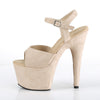 ADORE-709FS Plateau Sandaletten Beige Samt von Pleaser – Ansicht 3