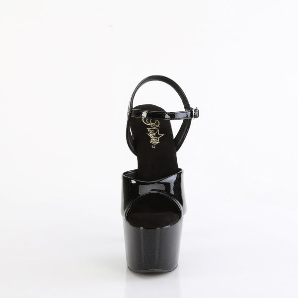 ADORE-709GP Plateau Sandaletten Schwarz/Glitzer von Pleaser – Ansicht 2