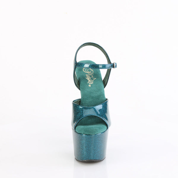 ADORE-709GP Plateau Sandaletten Blau/Grün mit Glitzer von Pleaser – Ansicht 2