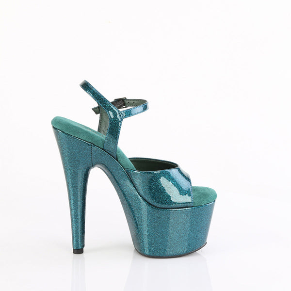 ADORE-709GP Plateau Sandaletten Blau/Grün mit Glitzer von Pleaser – Ansicht 5