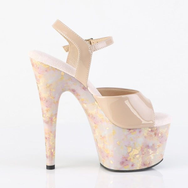 ADORE-709MB Plateau Sandaletten Beige Gold Marmor von Pleaser – Ansicht 5