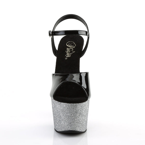 ADORE-709OMBRE Plateau Sandaletten Silber/Schwarz von Pleaser – Ansicht 2
