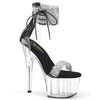 ADORE-727RS - Plateau High Heel Sandaletten - Schwarz/Transparent/Glitzer von Pleaser