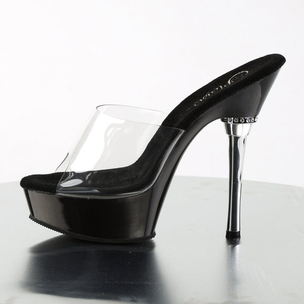 ALLURE-601 Plateau Pantoletten Schwarz/Transparent von Pleaser – Ansicht 3