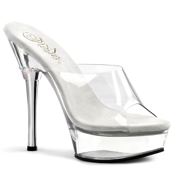 ALLURE-601 Plateau Pantoletten Transparent von Pleaser