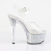 ASPIRE-608RSI Plateau High Heel Sandaletten - Silber Glitzer/Transparent von Pleaser – Ansicht 5