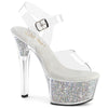 ASPIRE-608RSI Plateau High Heel Sandaletten - Silber Glitzer/Transparent von Pleaser