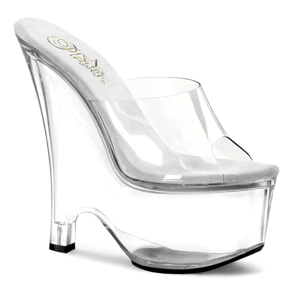 BEAU-601 Plateau Pantoletten Transparent von Pleaser