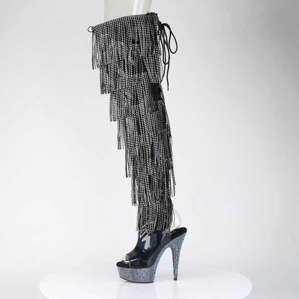 BEJEWELED-3017HG-RSF Overknee Plateau Stiefel mit Strass - Schwarz von Pleaser – Ansicht 3
