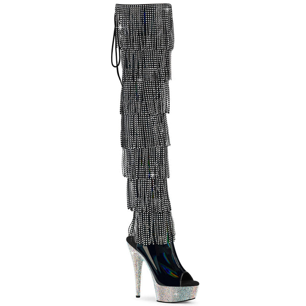 BEJEWELED-3017HG-RSF Overknee Plateau Stiefel mit Strass - Schwarz von Pleaser