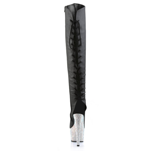 BEJEWELED-3019DM-7 Plateau Overknee Stiefel Schwarz von Pleaser – Ansicht 4