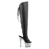BEJEWELED-3019DM-7 Plateau Overknee Stiefel Schwarz von Pleaser
