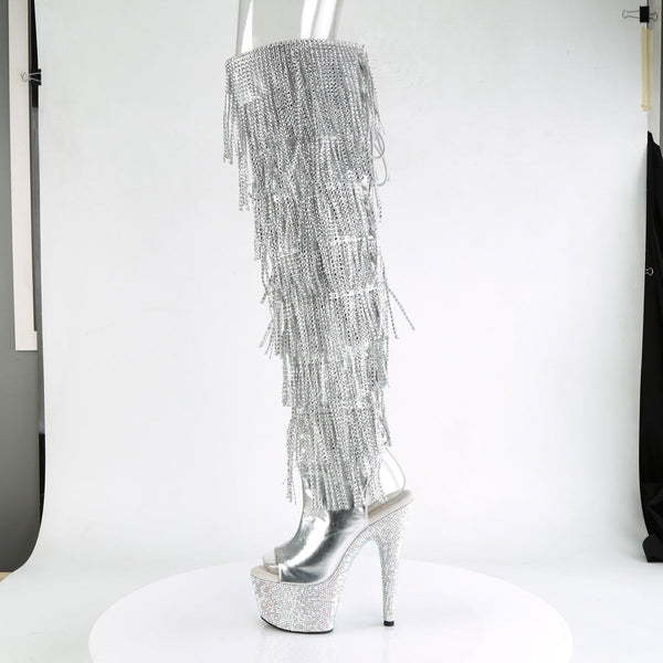 BEJEWELED-3019RSF-7 Plateau Overknee Stiefel Strass Silber von Pleaser – Ansicht 3