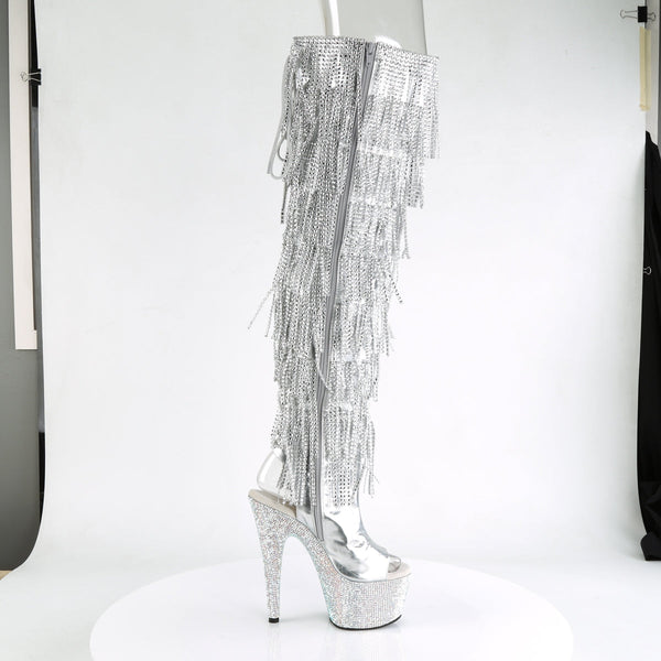 BEJEWELED-3019RSF-7 Plateau Overknee Stiefel Strass Silber von Pleaser – Ansicht 5