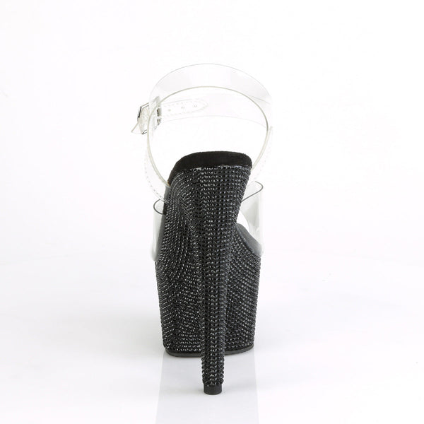BEJEWELED-708DM Plateau Sandaletten Schwarz/Transparent von Pleaser – Ansicht 4
