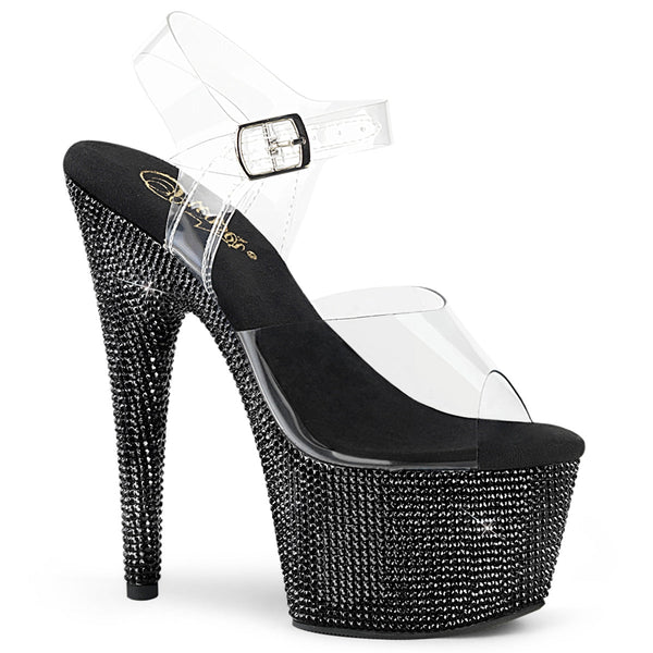 BEJEWELED-708DM Plateau Sandaletten Schwarz/Transparent von Pleaser