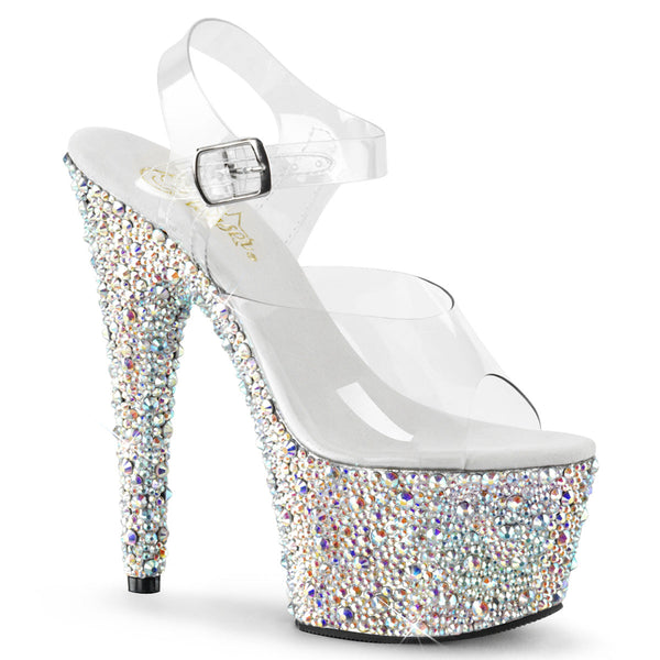 BEJEWELED-708MS Plateau Sandaletten Silber von Pleaser