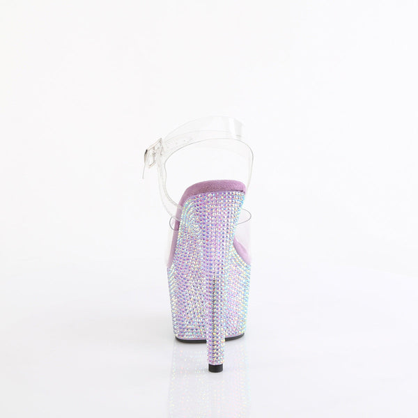 BEJEWELED-708RRS - Plateau High Heel Sandaletten - Lila mit Strass von Pleaser – Ansicht 4