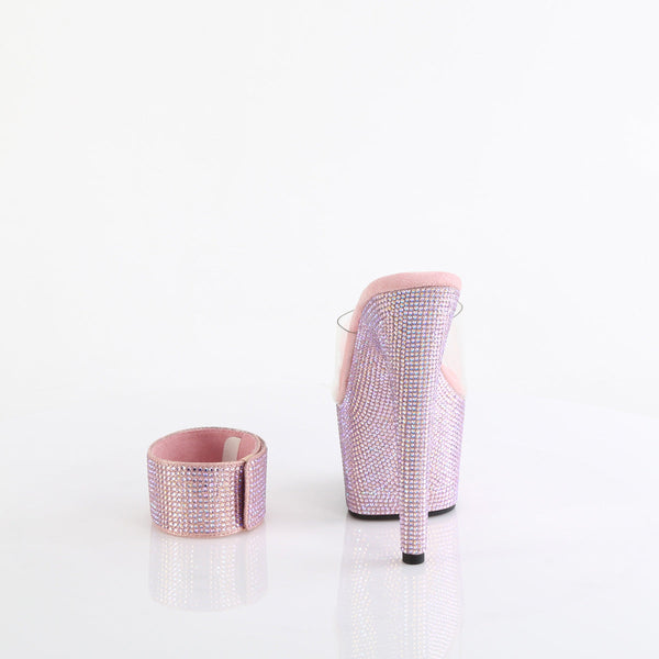 BEJEWELED-712RS - Plateau High Heel Pantoletten - Rosa mit Strass von Pleaser – Ansicht 4