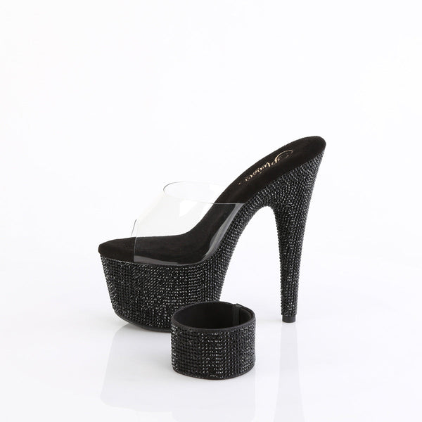 BEJEWELED-712RS - Plateau High Heel Pantoletten - Schwarz mit Strass von Pleaser – Ansicht 3