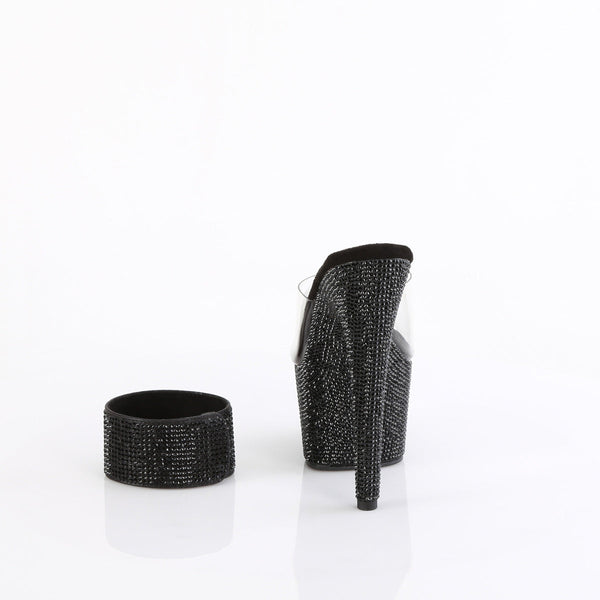 BEJEWELED-712RS - Plateau High Heel Pantoletten - Schwarz mit Strass von Pleaser – Ansicht 4