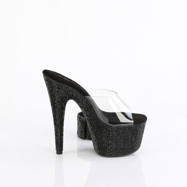 BEJEWELED-712RS - Plateau High Heel Pantoletten - Schwarz mit Strass von Pleaser – Ansicht 5