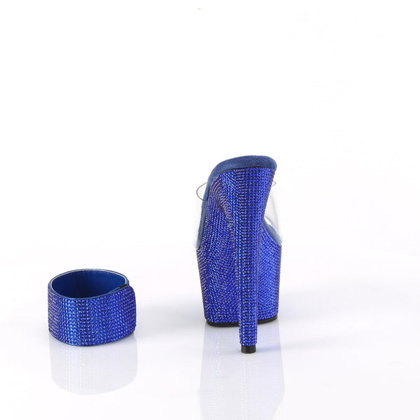 BEJEWELED-712RS Sandalette Plateauschuhe Blau Glitzer von Pleaser – Ansicht 4