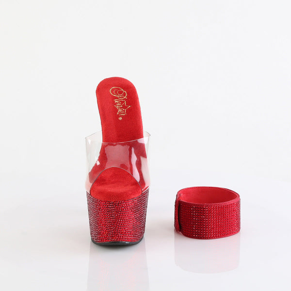 BEJEWELED-712RS Sandalette Plateauschuhe Rot Glitzer von Pleaser – Ansicht 2