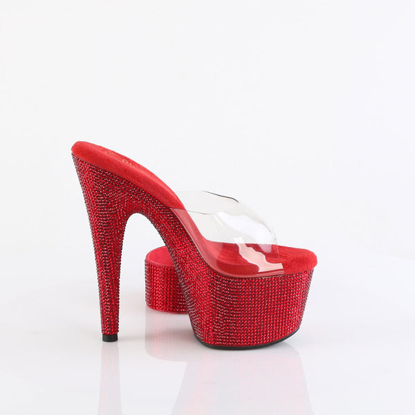BEJEWELED-712RS Sandalette Plateauschuhe Rot Glitzer von Pleaser – Ansicht 5