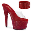 BEJEWELED-712RS Sandalette Plateauschuhe Rot Glitzer von Pleaser