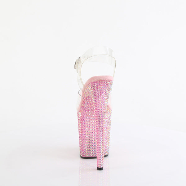 BEJEWELED-808RRS - Plateau High Heel Sandaletten - Rosa mit Strass von Pleaser – Ansicht 4