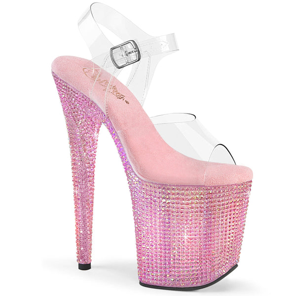 BEJEWELED-808RRS - Plateau High Heel Sandaletten - Rosa mit Strass von Pleaser