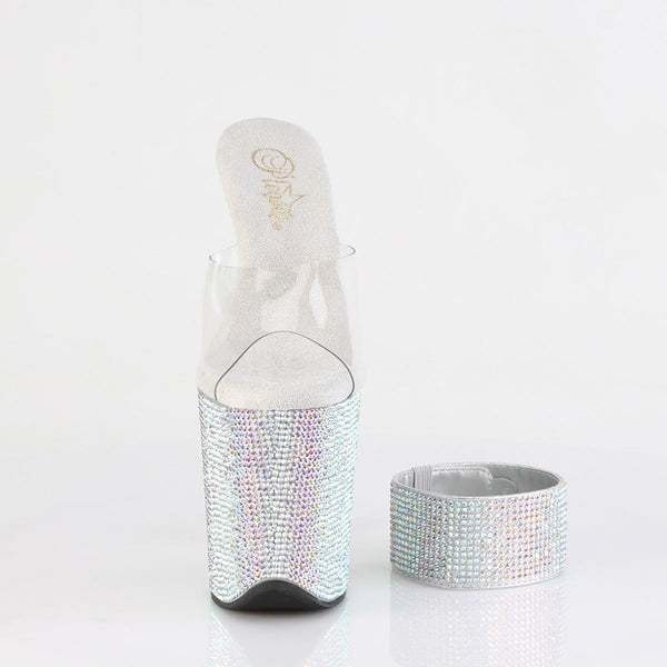 BEJEWELED-812RS Plateau Pantoletten Silber Glitzer von Pleaser – Ansicht 2