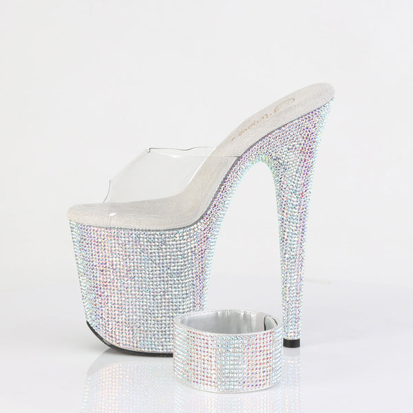 BEJEWELED-812RS Plateau Pantoletten Silber Glitzer von Pleaser – Ansicht 3