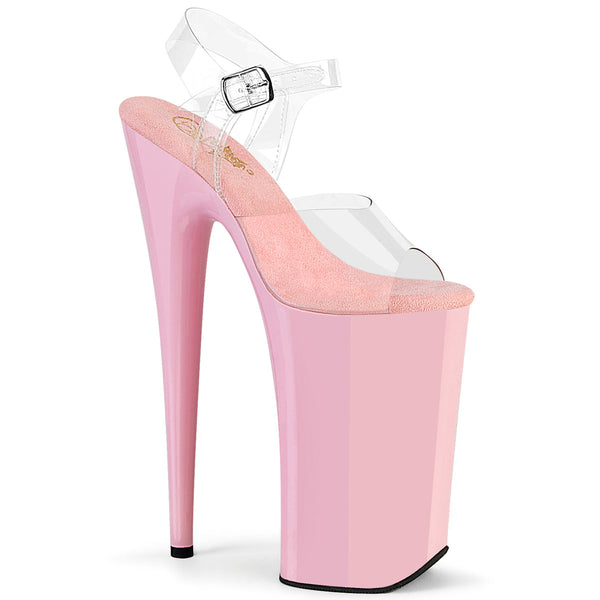 BEYOND-008 Plateau Sandaletten Transparent/Rosa von Pleaser