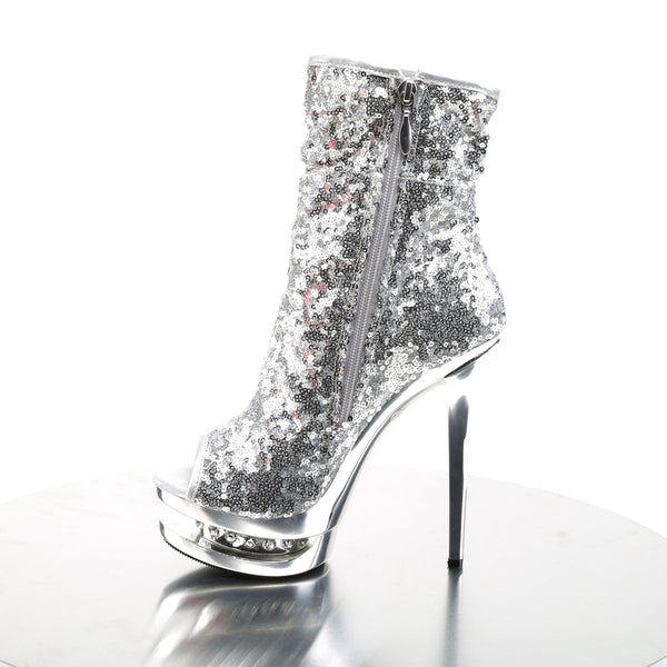 BLONDIE-R-1008 Plateau Stiefeletten Silber von Pleaser – Ansicht 3