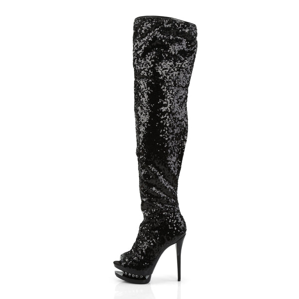BLONDIE-R-3011 Plateau Overknee Stiefel - Schwarz von Pleaser – Ansicht 3