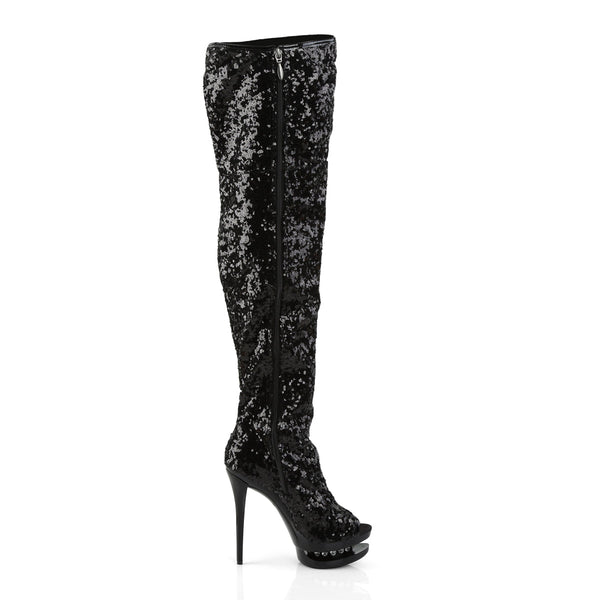 BLONDIE-R-3011 Plateau Overknee Stiefel - Schwarz von Pleaser – Ansicht 5