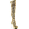 BLONDIE-R-3011 Plateau Overknee Stiefel - Gold von Pleaser