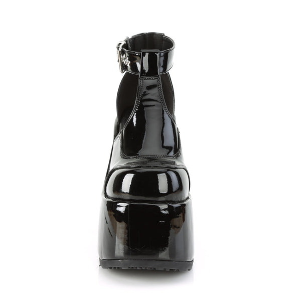 CAMEL-103 Pleateau Sandaletten Schwarz Lack von DemoniaCult – Ansicht 2